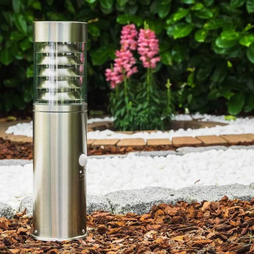 Borne D'Éclairage Dakar Acier Inoxydable, 1 Lumiere, Detecteur De Mouvement