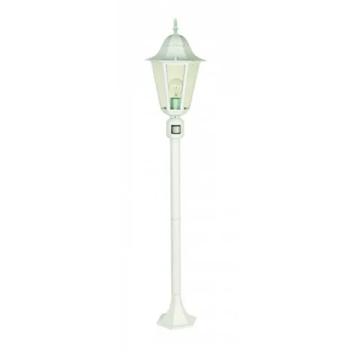 Borne D'Éclairage Lutec Bristol Blanc, 1 Lumiere, Detecteur De Mouvement