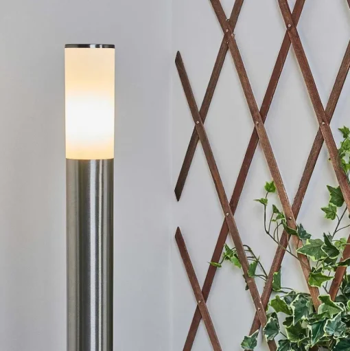Borne Lumineuse Caserta Nickel Mat, Blanc, 1 Lumiere