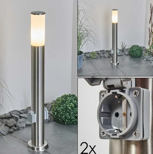 Borne Lumineuse Caserta Nickel Mat, 1 Lumiere