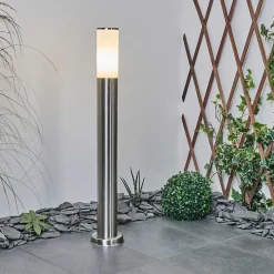 Borne Lumineuse Caserta Nickel Mat, Blanc, 1 Lumiere