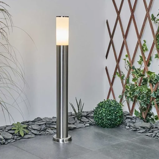 Borne Lumineuse Caserta Nickel Mat, Blanc, 1 Lumiere
