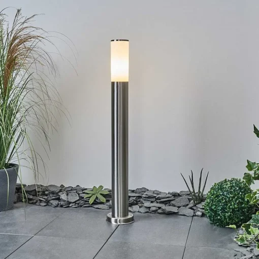 Borne Lumineuse Caserta Nickel Mat, Blanc, 1 Lumiere