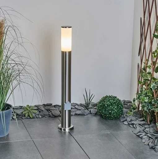 Borne Lumineuse Caserta Nickel Mat, 1 Lumiere