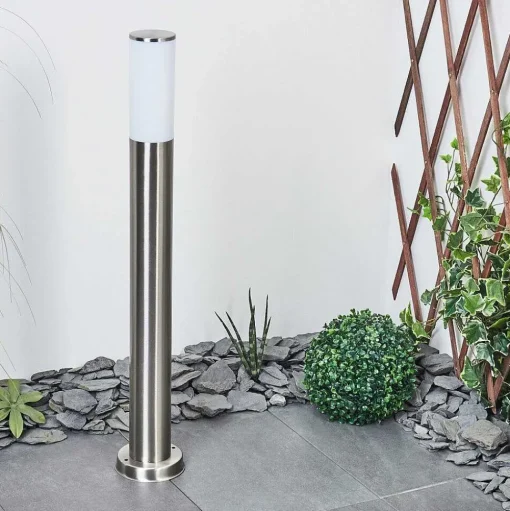 Borne Lumineuse Caserta Nickel Mat, Blanc, 1 Lumiere