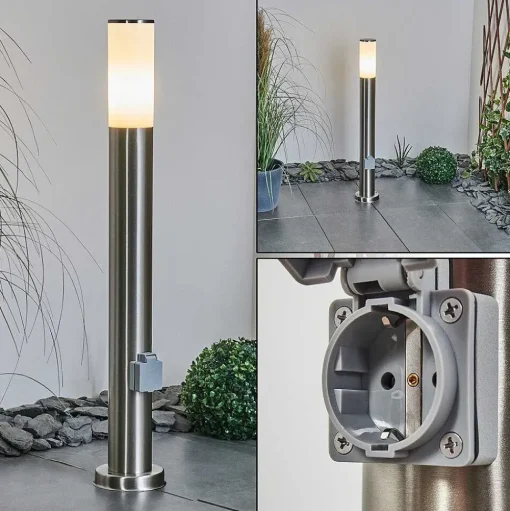 Borne Lumineuse Caserta Nickel Mat, 1 Lumiere