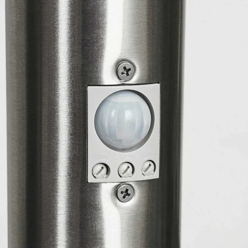Borne Lumineuse Gaborone Led Nickel Mat, 1 Lumiere, Detecteur De Mouvement