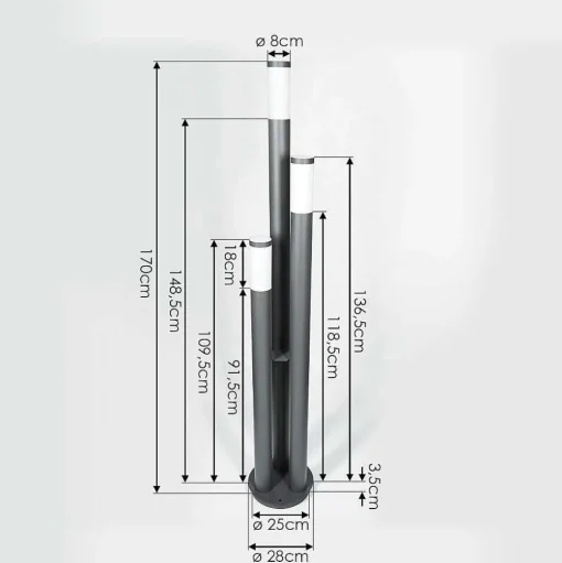 Borne Lumineuse Gaborone Anthracite, 3 Lumieres