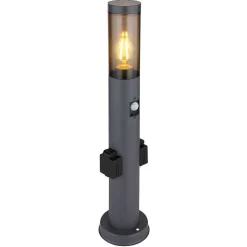Borne Lumineuse Globo Boston Anthracite, 1 Lumiere, Detecteur De Mouvement