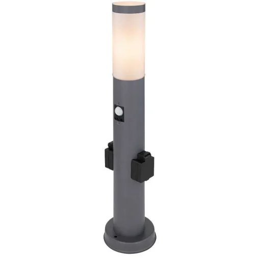 Borne Lumineuse Globo Boston Anthracite, 1 Lumiere, Detecteur De Mouvement