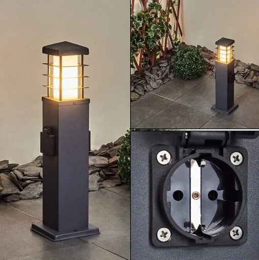 Borne Lumineuse Habolale Gris, 1 Lumiere