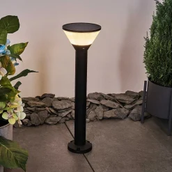 Borne Lumineuse Joennierni Led Noir, 1 Lumiere, Detecteur De Mouvement, Changeur De Couleurs