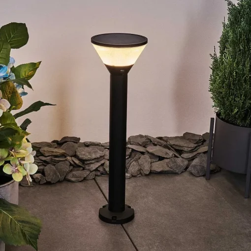Borne Lumineuse Joennierni Led Noir, 1 Lumiere, Detecteur De Mouvement, Changeur De Couleurs
