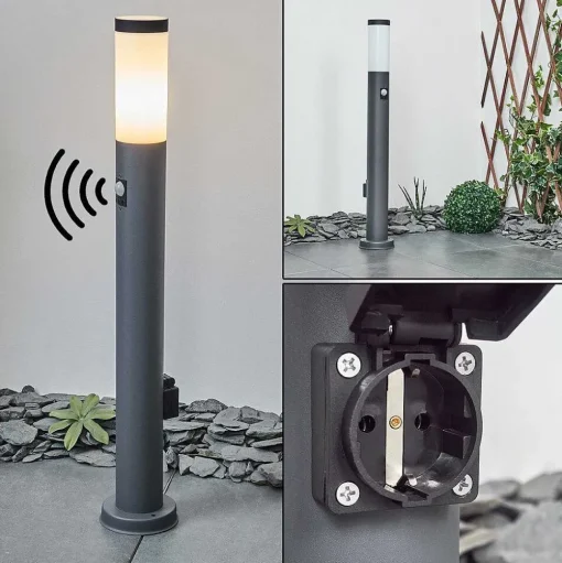 Borne Lumineuse Sessa Anthracite, 1 Lumiere, Detecteur De Mouvement