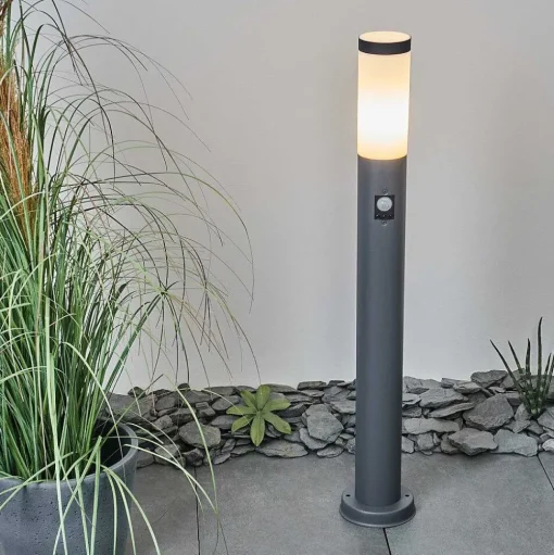 Borne Lumineuse Sessa Anthracite, 1 Lumiere, Detecteur De Mouvement