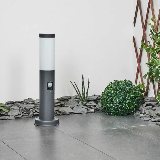 Borne Lumineuse Sessa Anthracite, 1 Lumiere, Detecteur De Mouvement