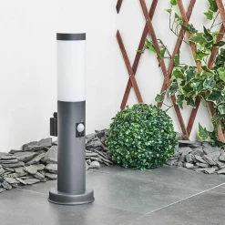 Borne Lumineuse Sessa Anthracite, 1 Lumiere, Detecteur De Mouvement