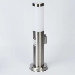 Borne Lumineuse Sessa Nickel Mat, 1 Lumiere, Detecteur De Mouvement