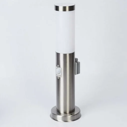Borne Lumineuse Sessa Nickel Mat, 1 Lumiere, Detecteur De Mouvement