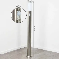Borne Lumineuse Sessa Nickel Mat, 1 Lumiere, Detecteur De Mouvement
