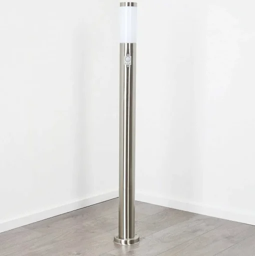 Borne Lumineuse Sessa Nickel Mat, 1 Lumiere, Detecteur De Mouvement
