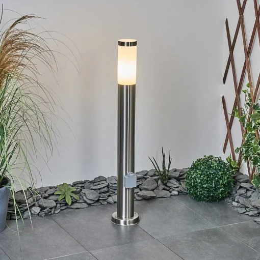 Borne Lumineuse Sessa Nickel Mat, 1 Lumiere