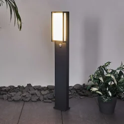 Borne Lumineuse Skove Led Anthracite, 1 Lumiere, Detecteur De Mouvement