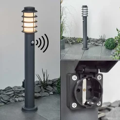 Borne Lumineuse Tunes Anthracite, 1 Lumiere, Detecteur De Mouvement