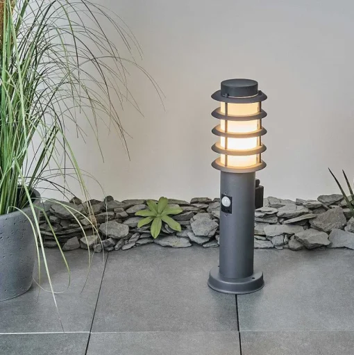 Borne Lumineuse Tunes Anthracite, 1 Lumiere, Detecteur De Mouvement