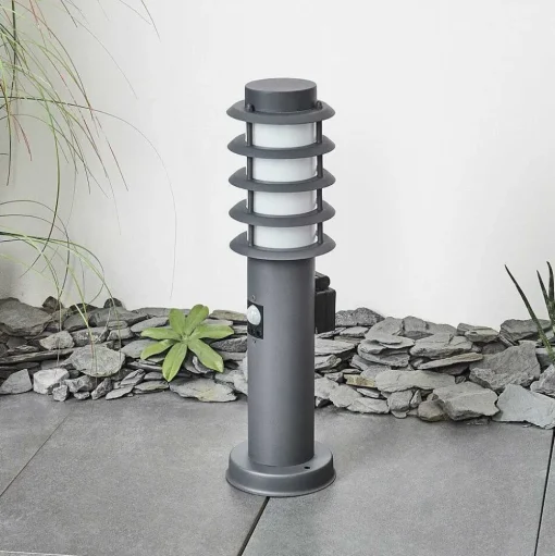 Borne Lumineuse Tunes Anthracite, 1 Lumiere, Detecteur De Mouvement