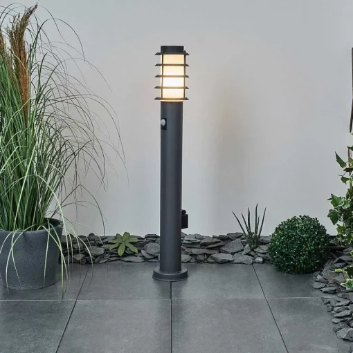 Borne Lumineuse Tunes Anthracite, 1 Lumiere, Detecteur De Mouvement