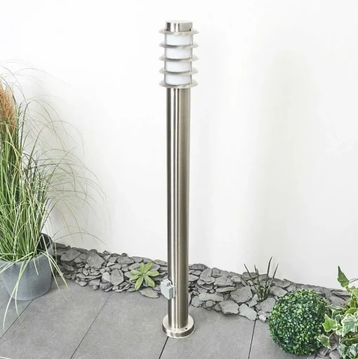 Borne Lumineuse Tunes Nickel Mat, 1 Lumiere
