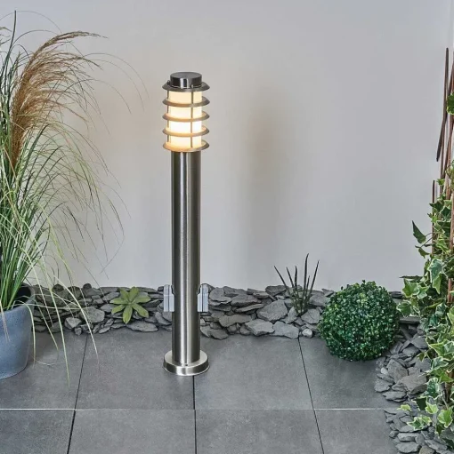 Borne Lumineuse Tunes Nickel Mat, 1 Lumiere
