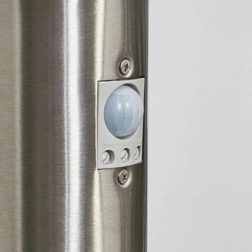 Borne Lumineuse Tunes Nickel Mat, 1 Lumiere, Detecteur De Mouvement