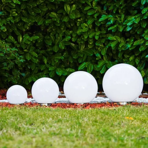 Boule Lumineuse Solar Led Acier Inoxydable, 2 Lumieres