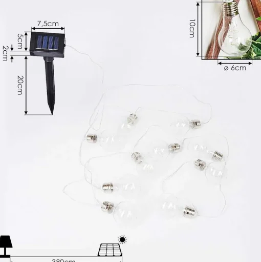 Guirlande Lumineuse Solaire Markhus Led Transparent, 10 Lumieres