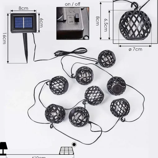 Guirlande Lumineuse Solaire Torpo Led Noir, Blanc, 96 Lumieres