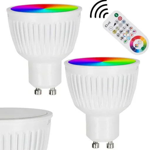 Idual Gu10 Led Rgb 6,5 Watt 2200-6500 Kelvin 345 Lumen Lot De 2 Avec Telecommande