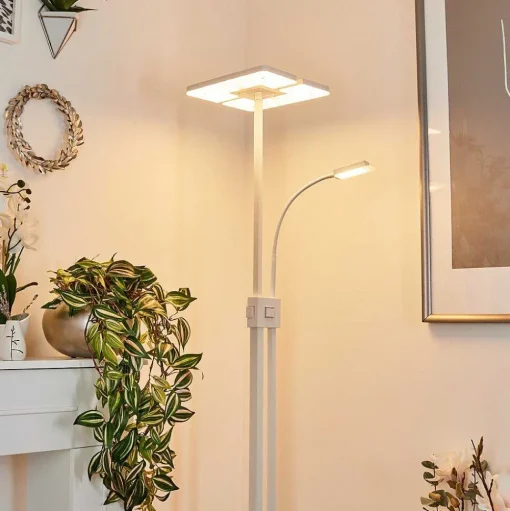 Lampadaire A Vasque Janze Led Blanc, 2 Lumieres