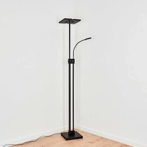 Lampadaire A Vasque Janze Led Noir, 2 Lumieres