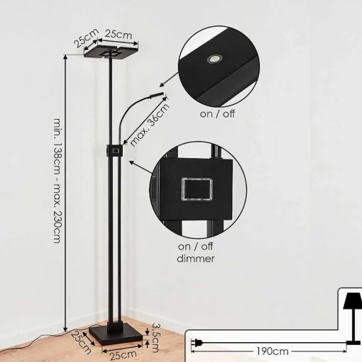 Lampadaire A Vasque Janze Led Noir, 2 Lumieres