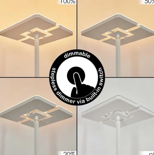 Lampadaire A Vasque Janze Led Blanc, 2 Lumieres