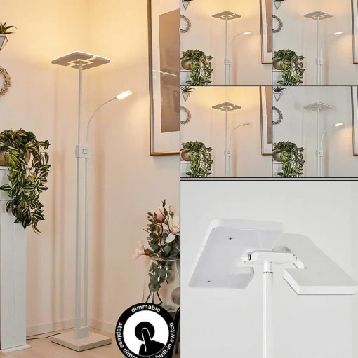 Lampadaire A Vasque Janze Led Blanc, 2 Lumieres
