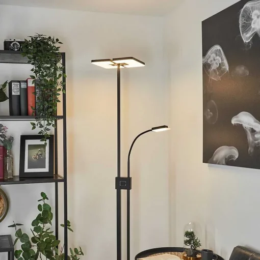 Lampadaire A Vasque Janze Led Noir, 2 Lumieres