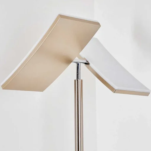 Lampadaire A Vasque Thyolo Led Acier Brosse, 2 Lumieres