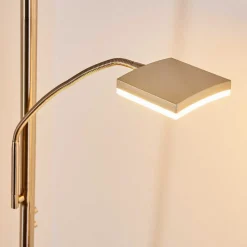 Lampadaire A Vasque Thyolo Led Acier Brosse, 2 Lumieres