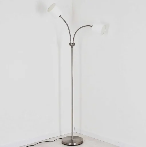 Lampadaire Alsen Nickel Mat, 2 Lumieres