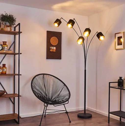 Lampadaire Alsen Noir, 5 Lumieres