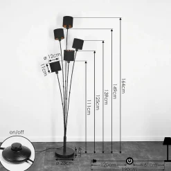 Lampadaire Alsen Noir, 5 Lumieres