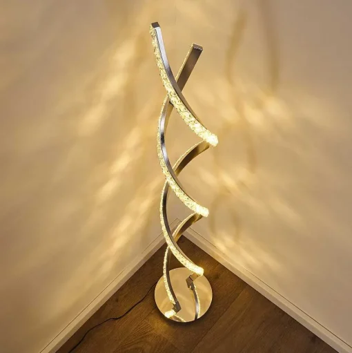 Lampadaire Assuan Led Chrome, 1 Lumiere, Telecommandes, Changeur De Couleurs